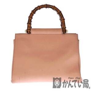 GUCCI Bag Handbag Shoulder Strap Bamboo Leather Pink